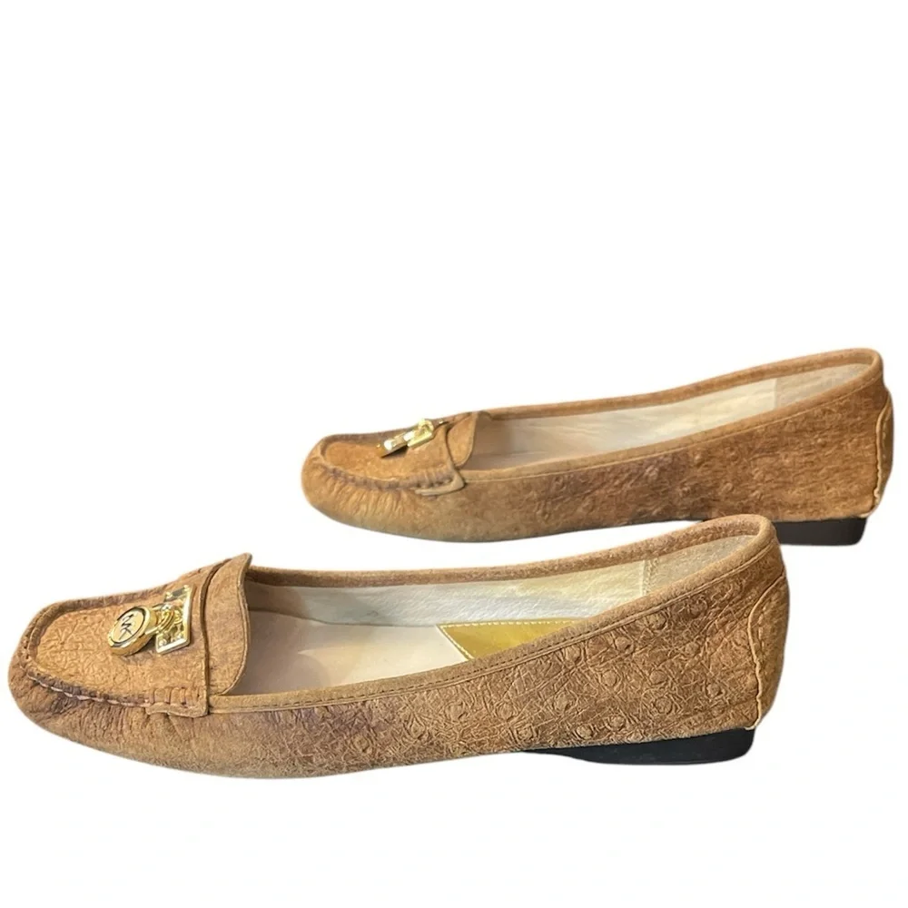 Michael Kors Tan Flats with Gold Detail